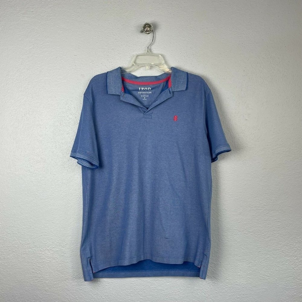 Izod Mens Blue Short Sleeve Advantage Performance Stretch Polo Golf Shirt Sze M
